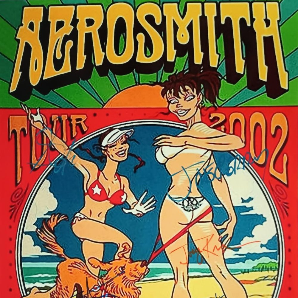 2002 AEROSMITH SIGNED CONCERT POSTER HIGH DEFINITION REPRODUCTION (RP)